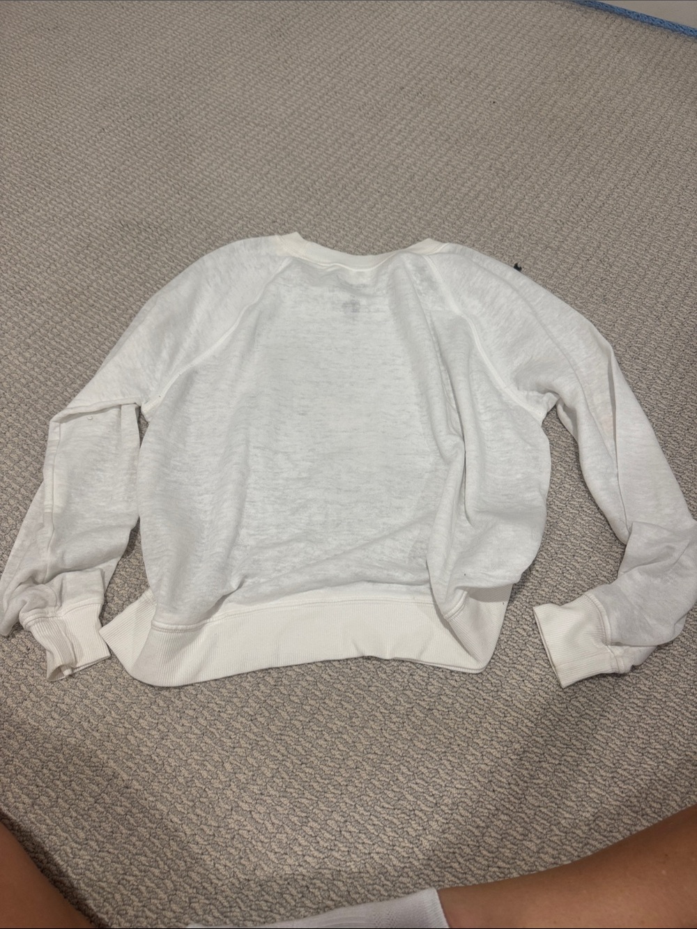 Recycled Karma White Bowie Graphic Crewneck Sweater with Blue & Yellow Accents - Picture 6 of 6